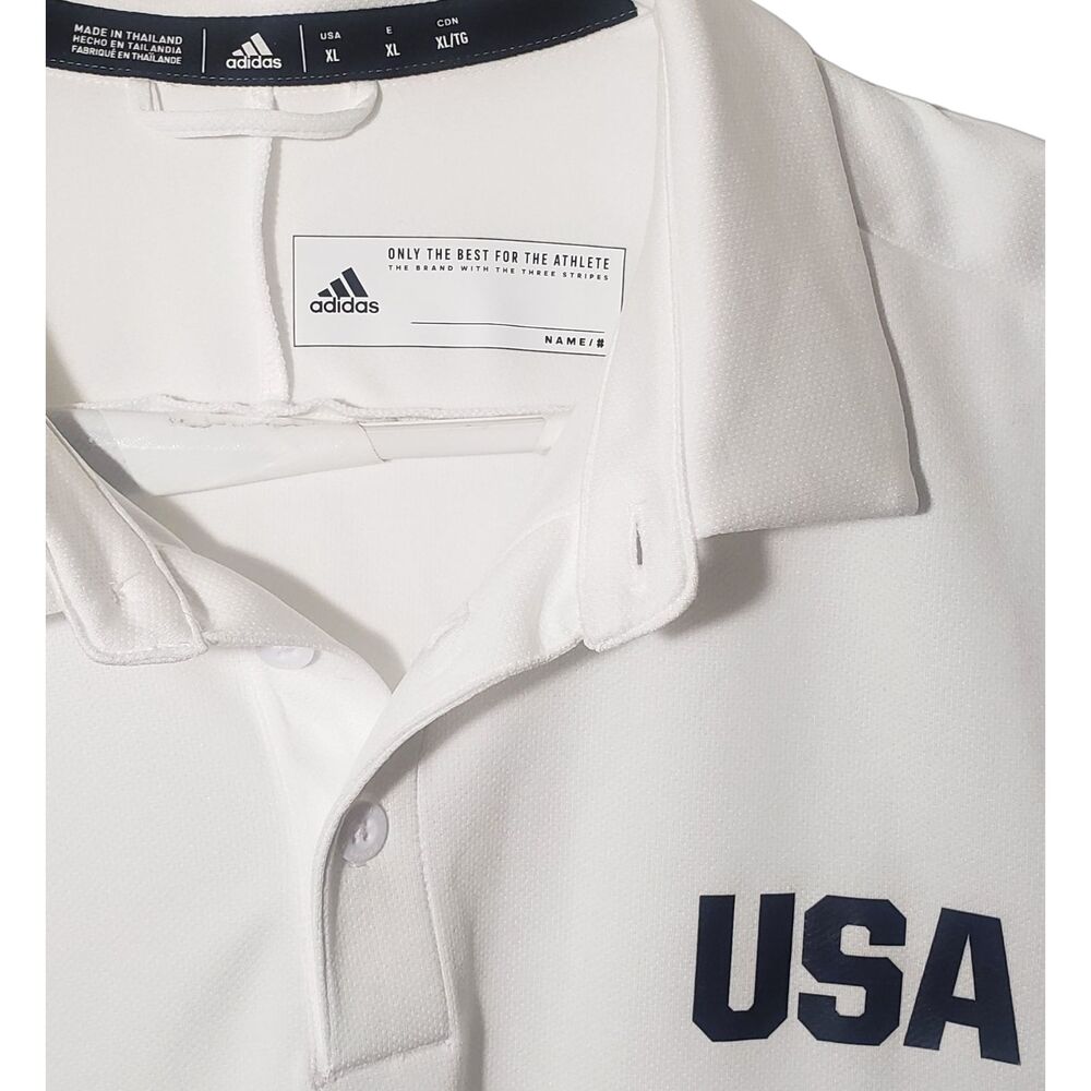 Team USA Adidas Polo Shirt Mens XL White Moisture Wicking - Picture 3 of 5